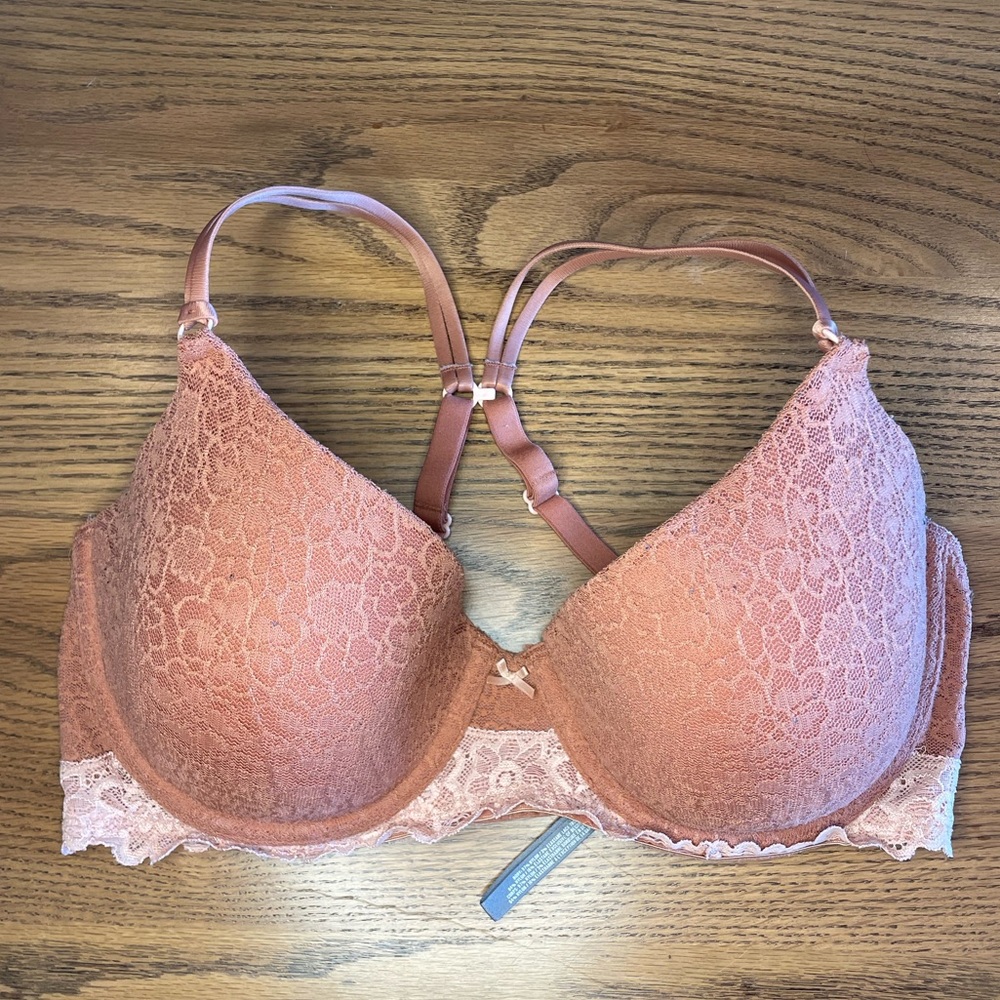 Aerie Real Me Full Coverage Lightly Lined Lace Bra - 36D - Antique Peach